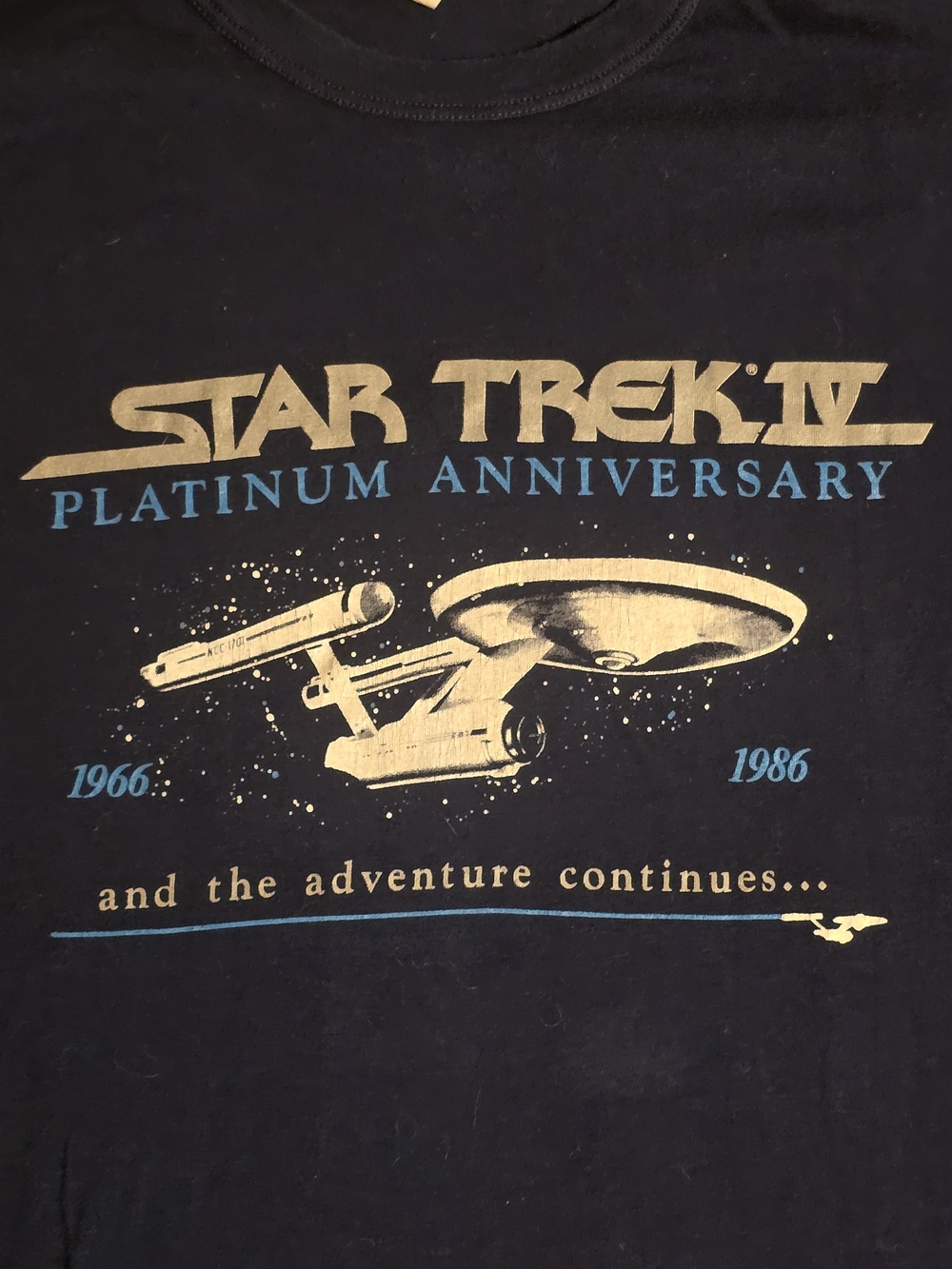 Shirt-Tex Vtg Star Trek IV Platinum Anniversary Double-Sided Graphic Tee Blue L